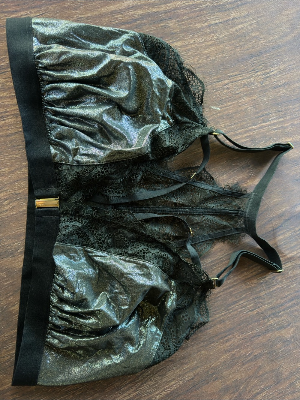Cacique Black Shimmer Lace Bralette